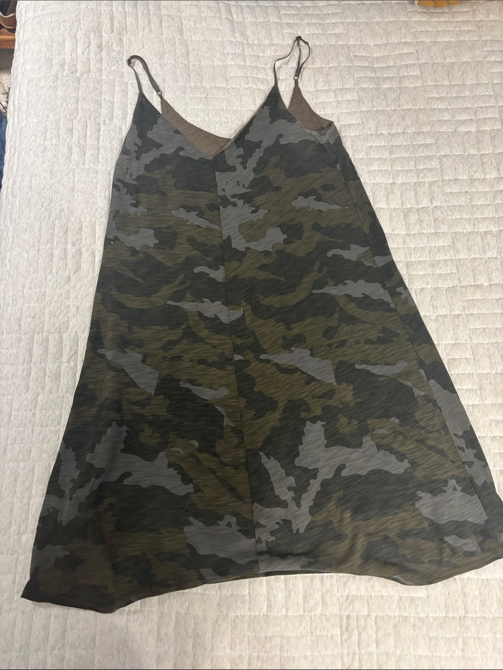 ATM Anthony Thomas Melillo Olive & Gray Camo Slip Midi Dress